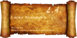 Lacko Alexandra névjegykártya
